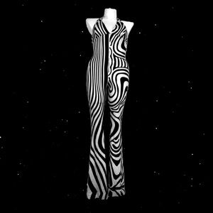 LUCY IN THE SKY - Trippy B&W Jumpsuit